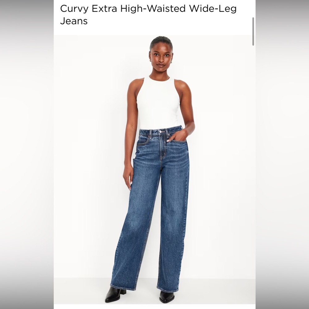 Curvy Extra High-Waisted Wide-Leg Jeans - Blue